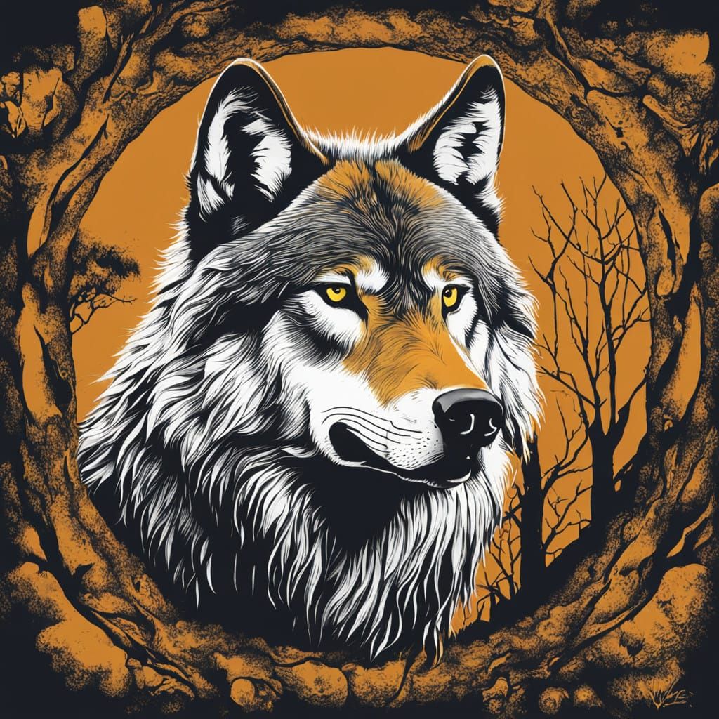 Wild Wolves in a Moonlit Forest Landscape