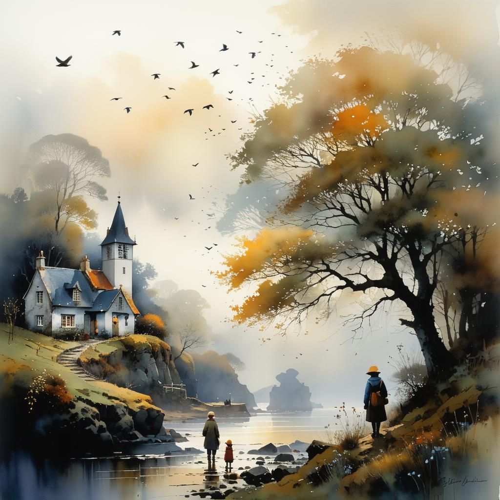 Friendship Watercolor Painting with Intricate Details