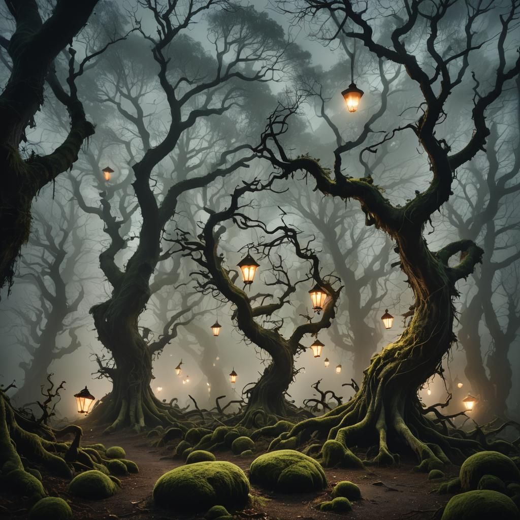 Mystical Forest with Bioluminescent Mushrooms