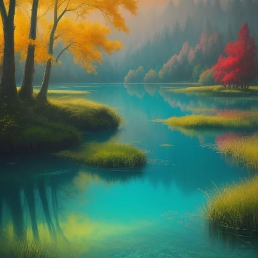 Serene Lake: Surrealism in Abstract Expressionism