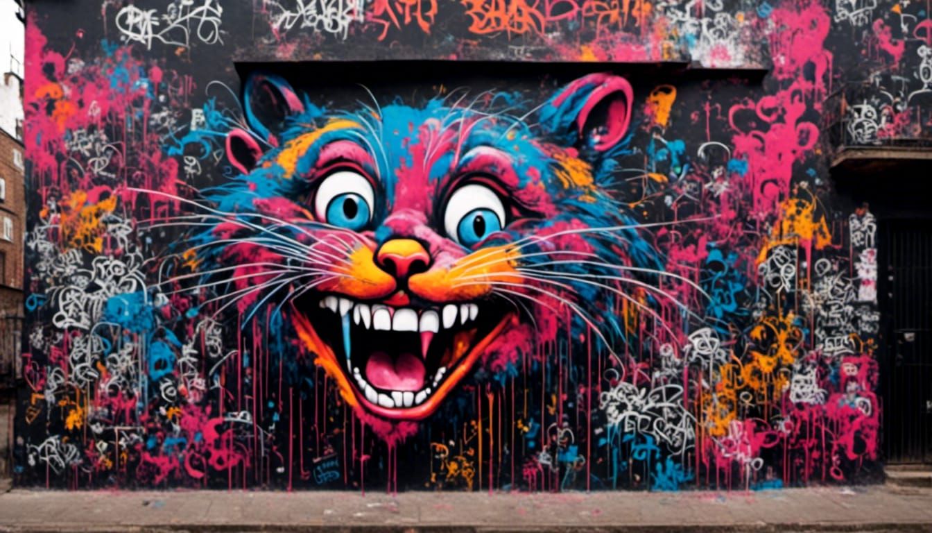 Colorful Graffiti Wall in Murraypunk Style
