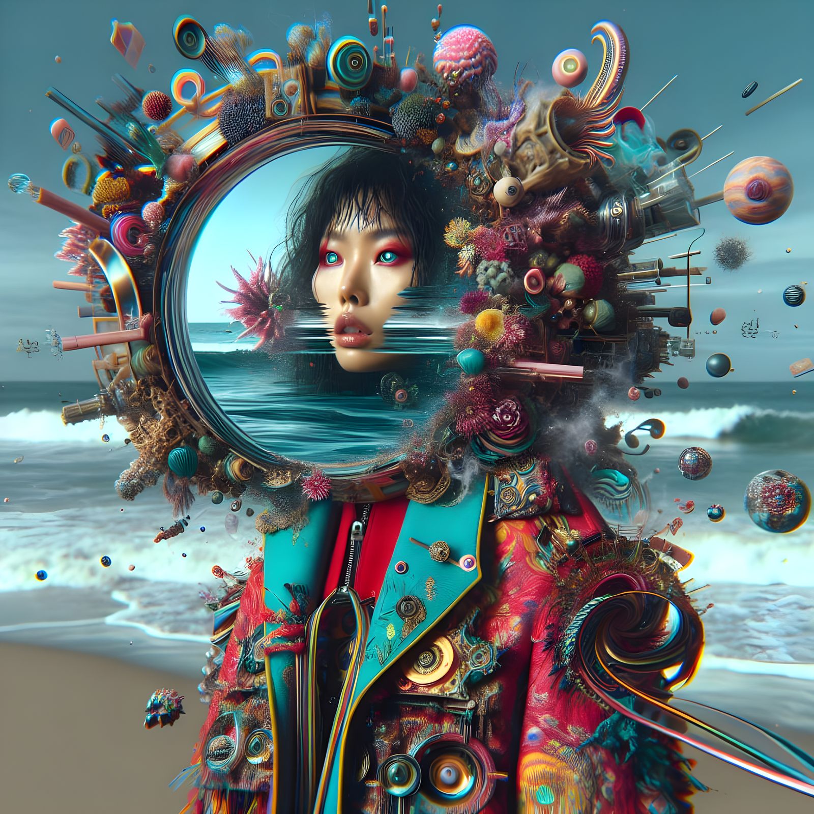 Lunatic Mermaid Goddess in Acid Punk Portal