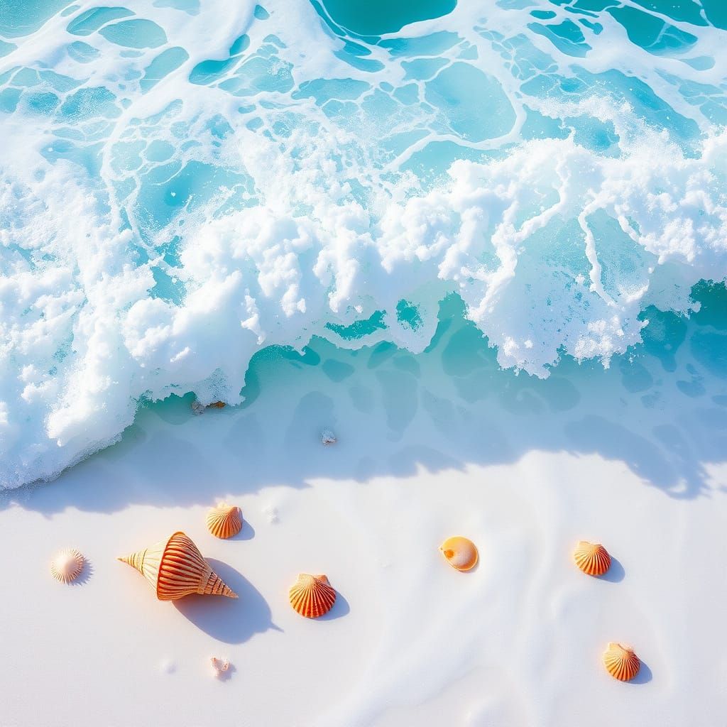 Pristine Beach Waves in Photorealistic Style