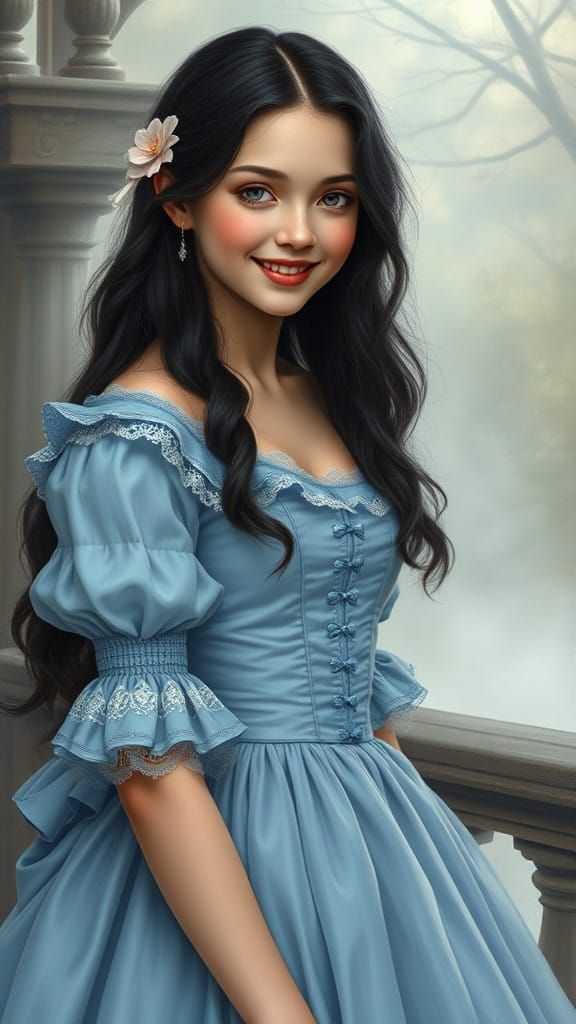 Ethereal Victorian Lady in Periwinkle Blue Gown