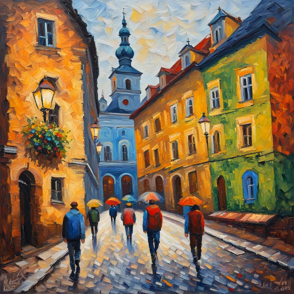 Lviv, Ukraine, in Neo-Impressionist Style