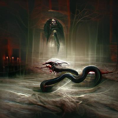 Sinister Unseen Serpent in Dark Fantasy Style