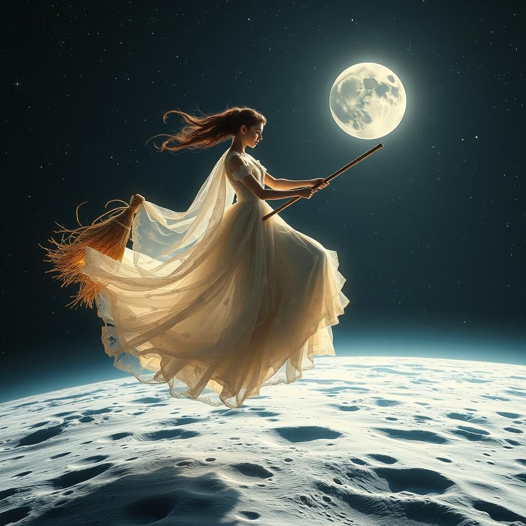 Celestial Dance on the Moon, Dreamlike Concept Art