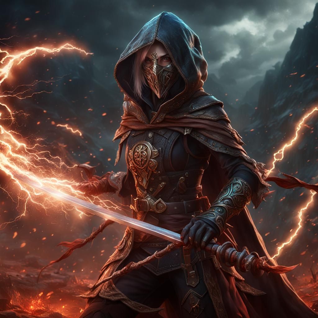 Female Elf Blood Hunter Casting Blood Magic