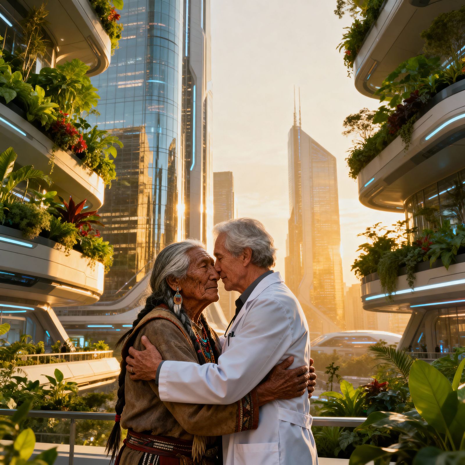 Futuristic City Reunion: Advanced Architecture Meets Nature