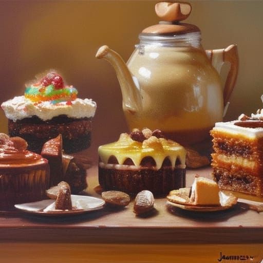 Desserts: An Oil Painting in Gurney Style