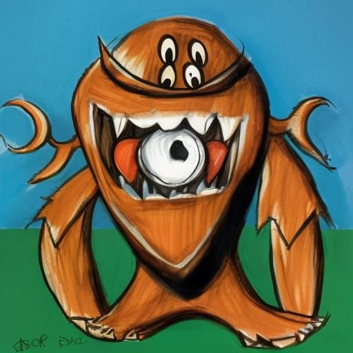 Toilet bowl monster,  pencil sketch