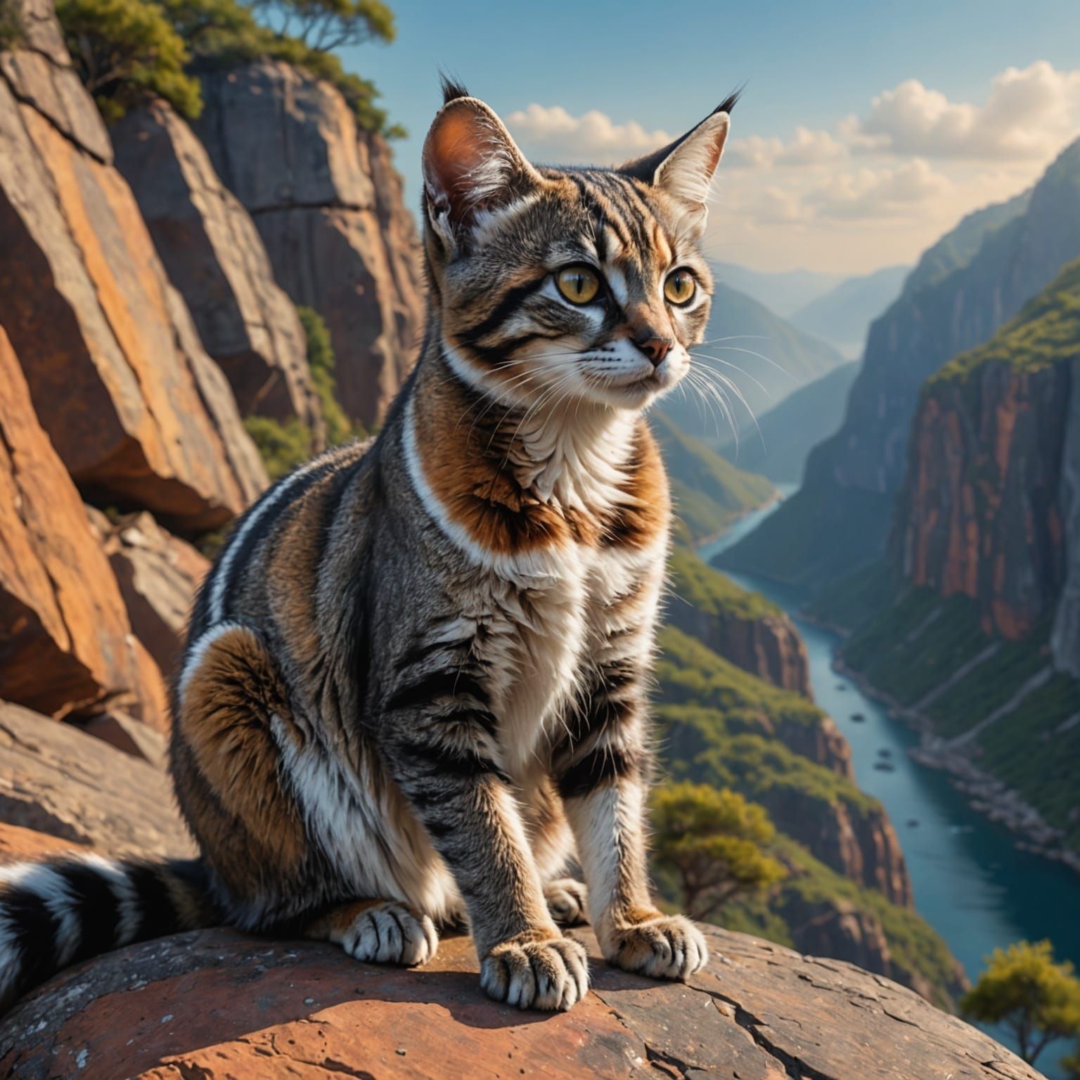 Ring-Tailed Cat Portrait on Rocky Cliff