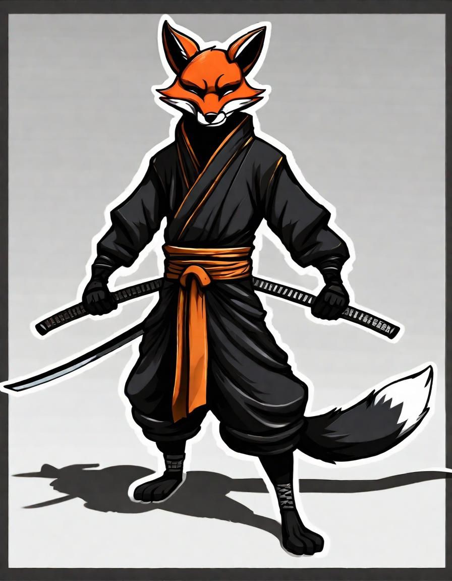 Black Clothed Anthropomorphic Fox Ninja