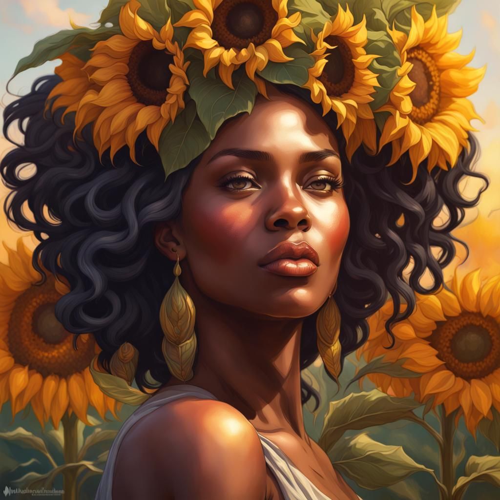 Woman with Sunflowers: Hyperdetailed Portrait in Unreal Engi...
