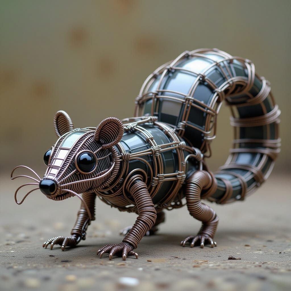 Futuristic Wire Skunk Digital Rendering
