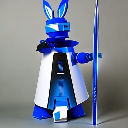 Robot Rabbit with Laser Sword: Sci-Fi Art
