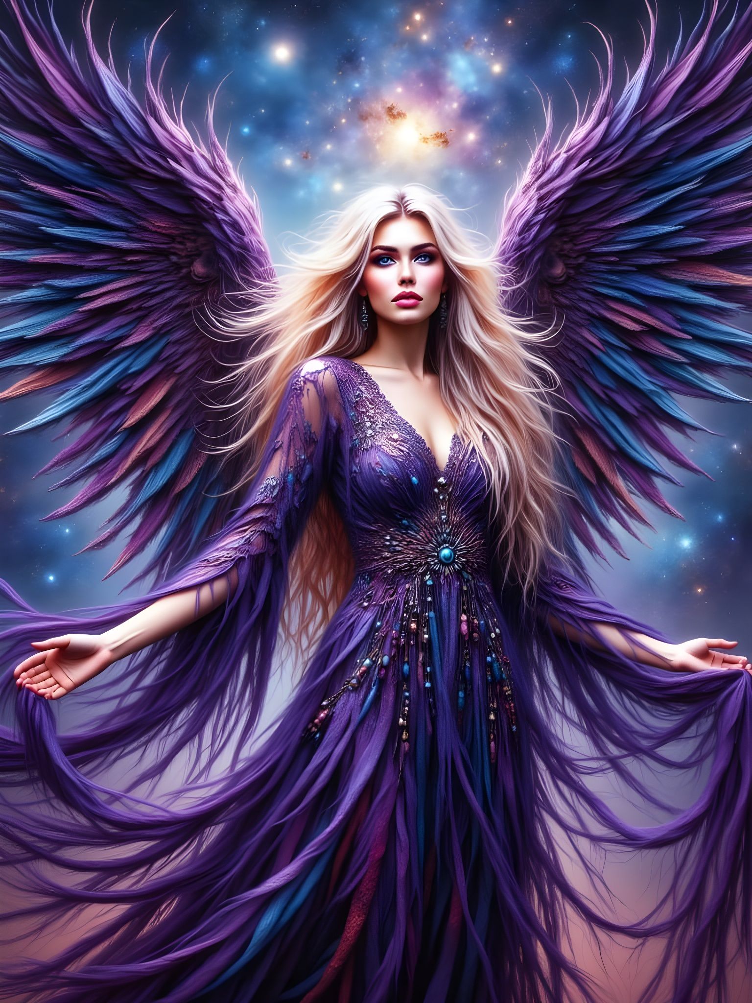 Surreal Astrophotography Portrait with Abstract Wings