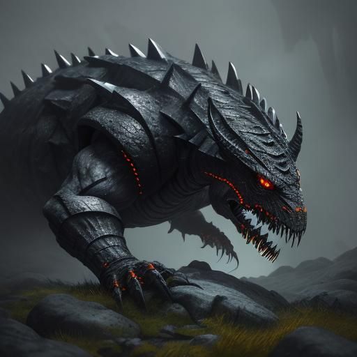 Giant Stone Leech Concept Art in Dark Fantasy Style