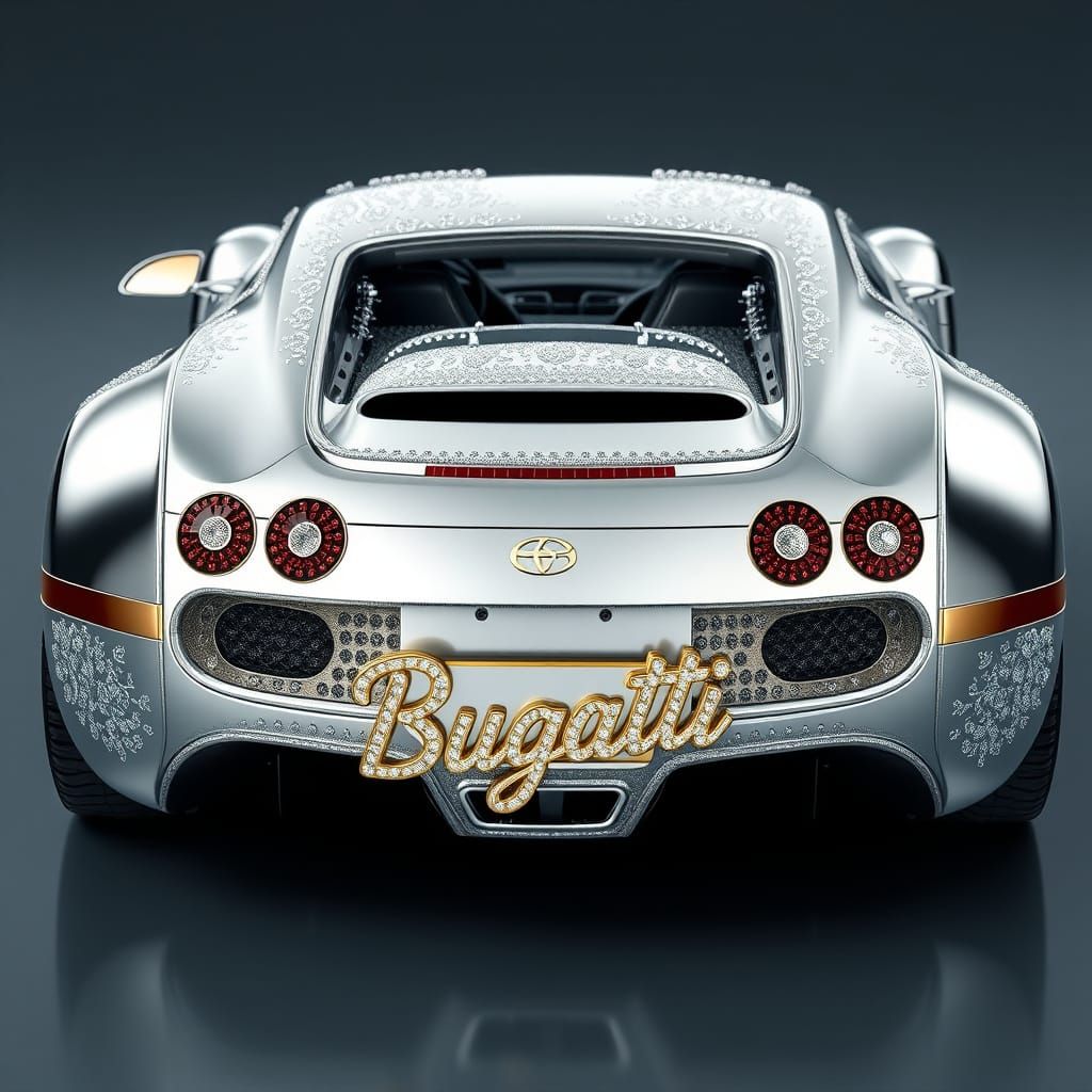 Luxurious Silver Bugatti with Art Deco Accents and Diamond L...