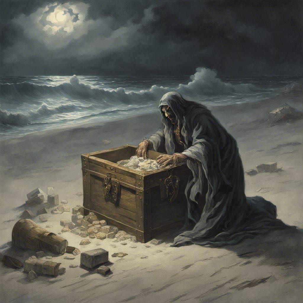 Ghost Pirate Buries Treasure on Stormy Beach