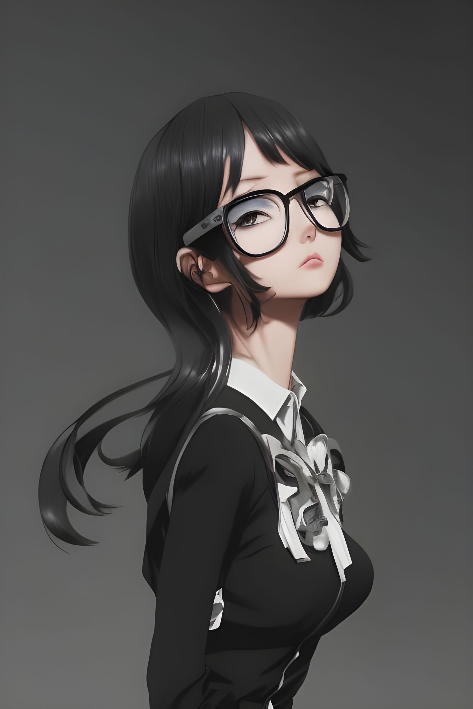 Girl with Glasses in Synthwave Style