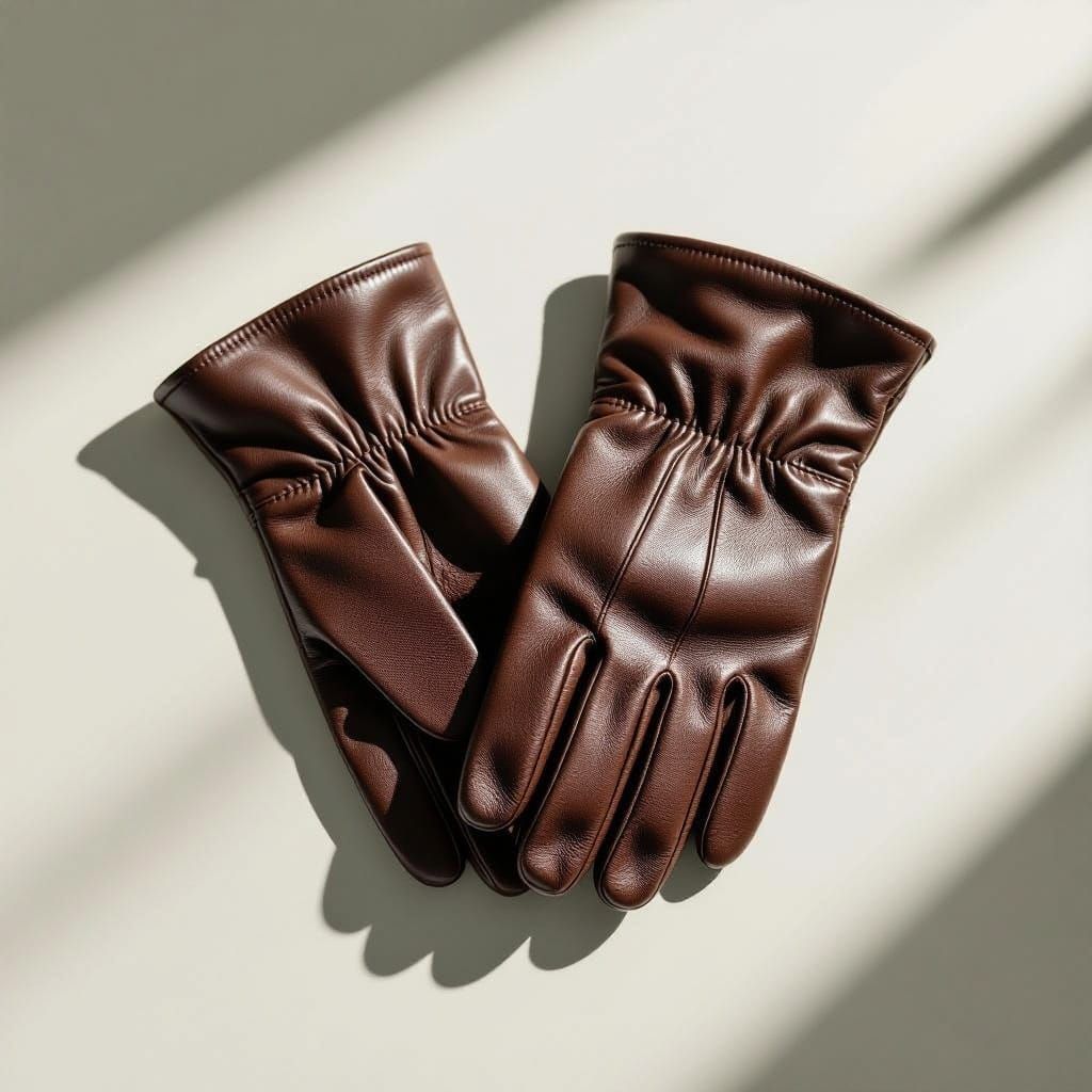 Elegant Dark Brown Leather Gloves on Matte Surface
