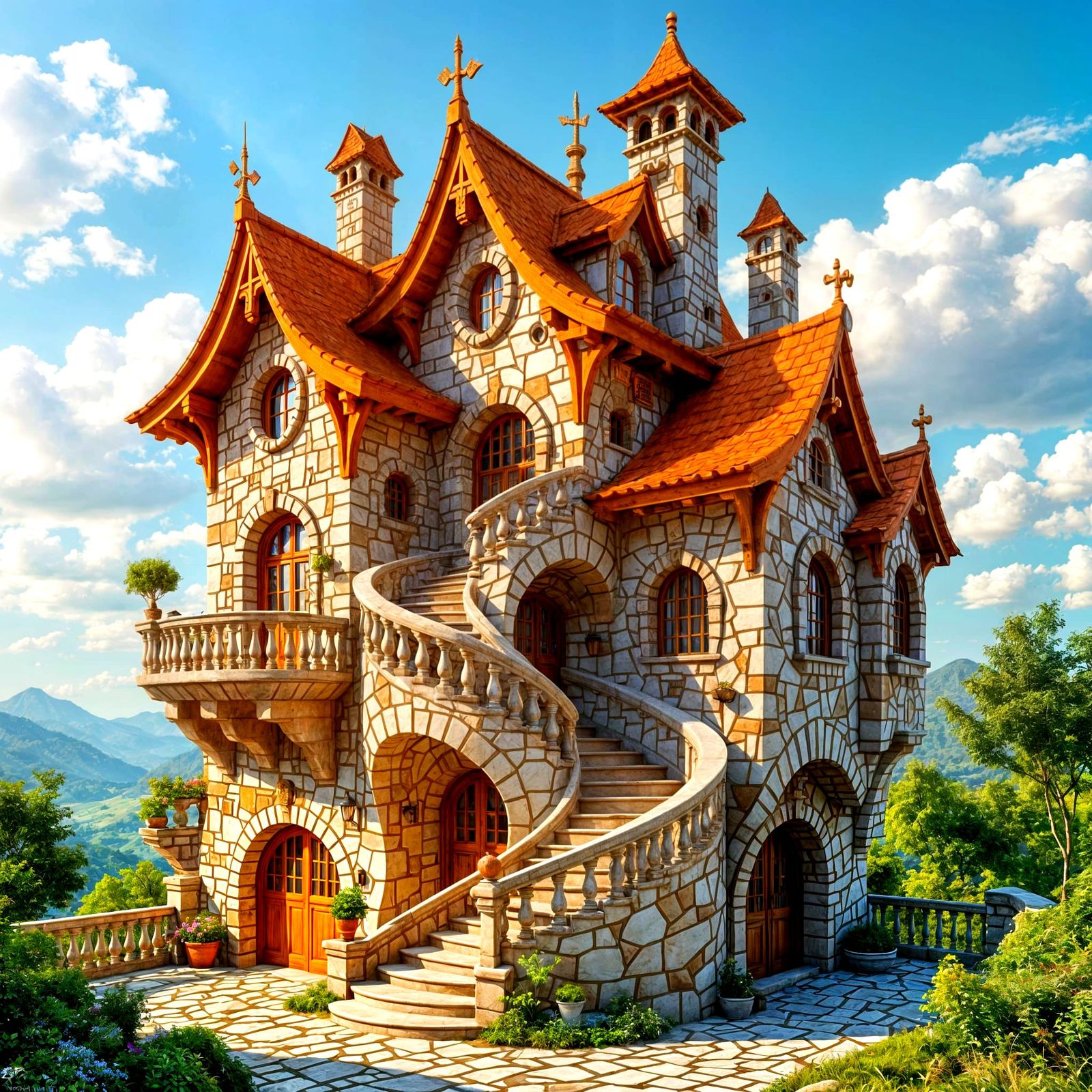 Surrealistic Masterpiece of Architecture in Da Vinci Style