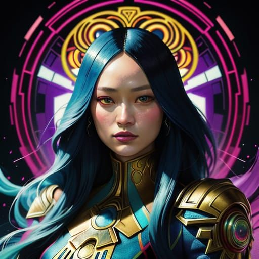 Pom Klementieff Portrait in Art Nouveau Style