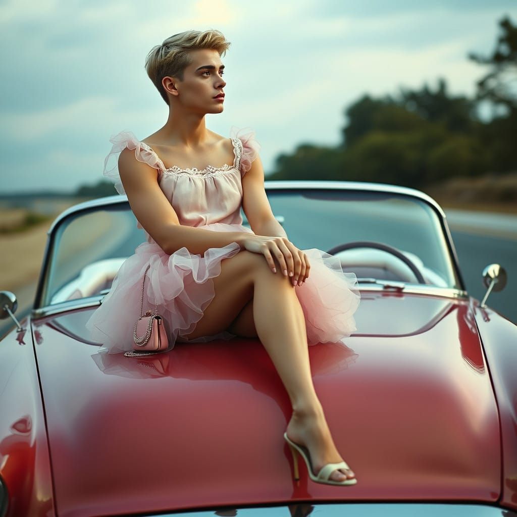 Chiseled Young Man Embodies Whimsical Elegance