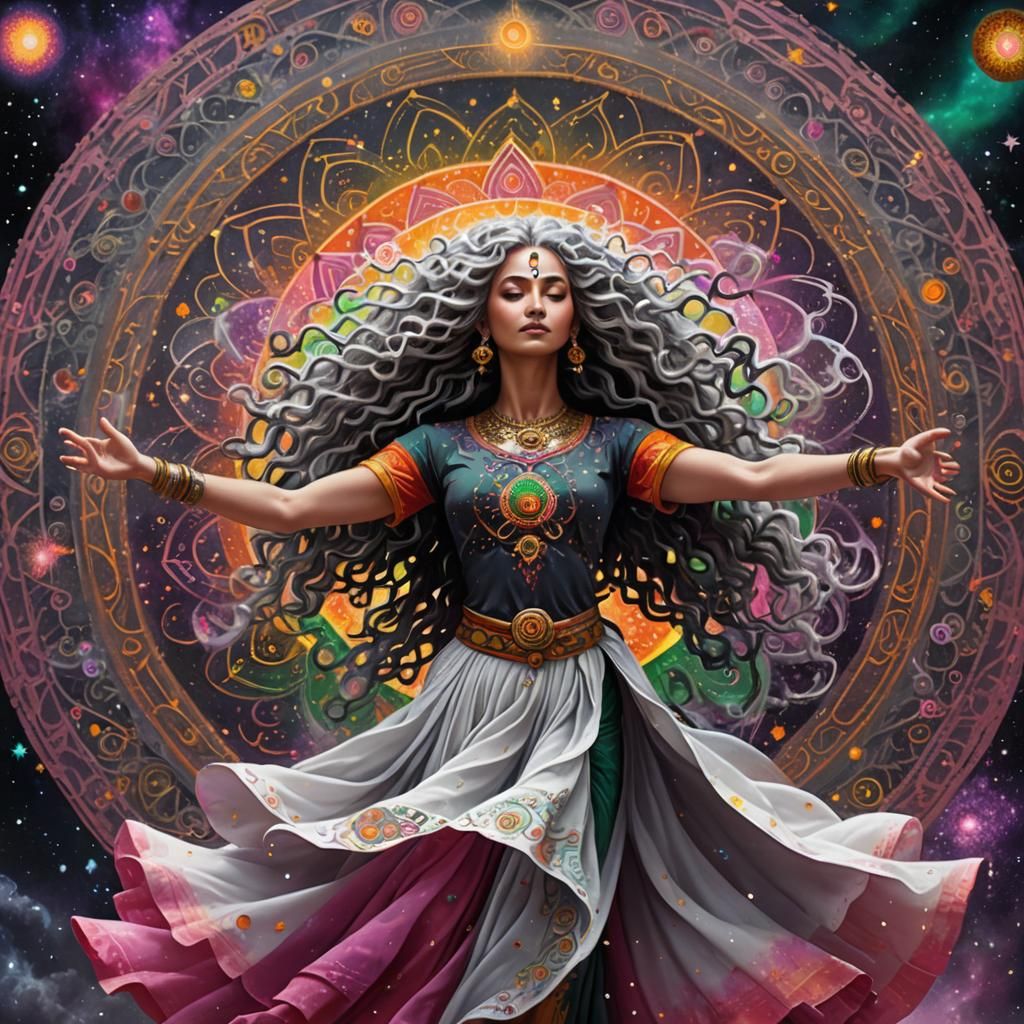 Cosmic Woman Dancing in Astral Universe