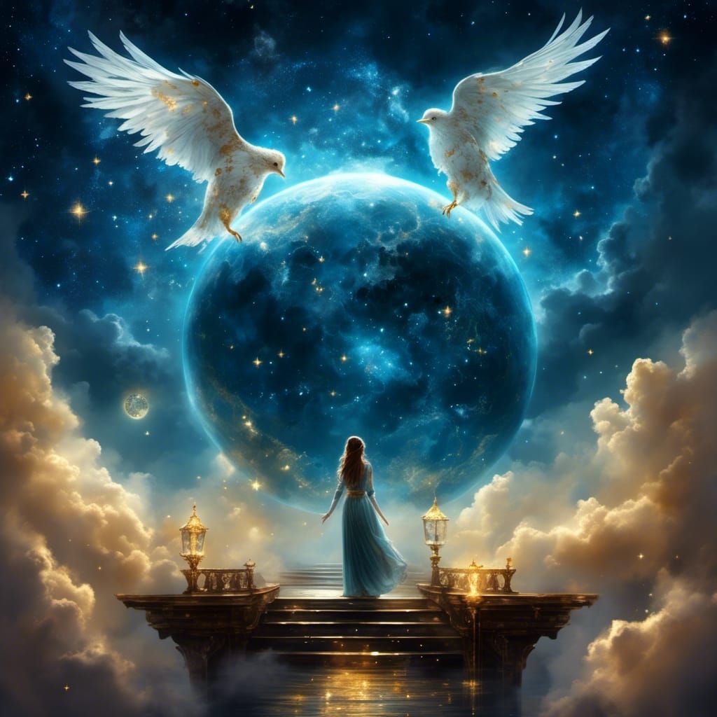 Mystic Goddess Portrait with Ominous Sky