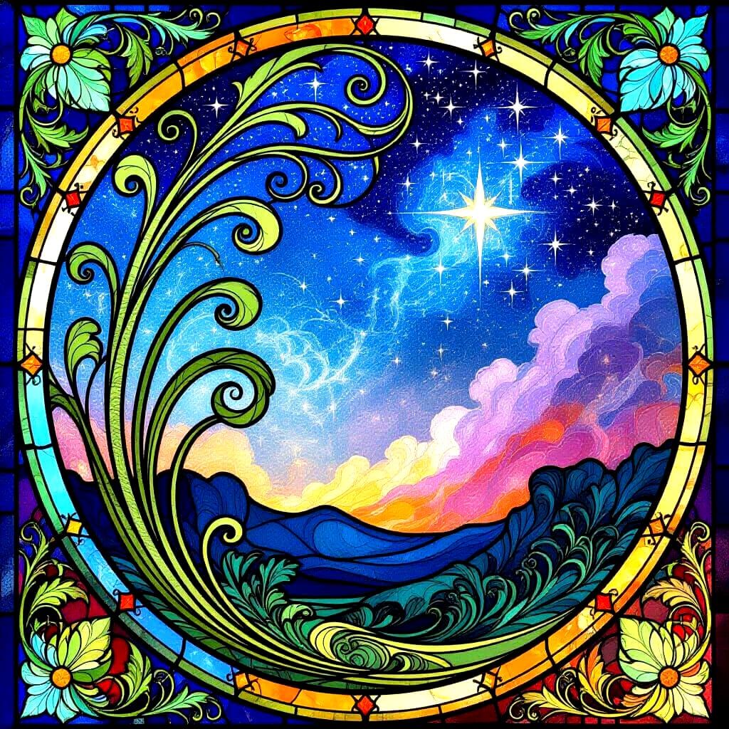 Art Nouveau Galaxy Stained Glass Masterpiece