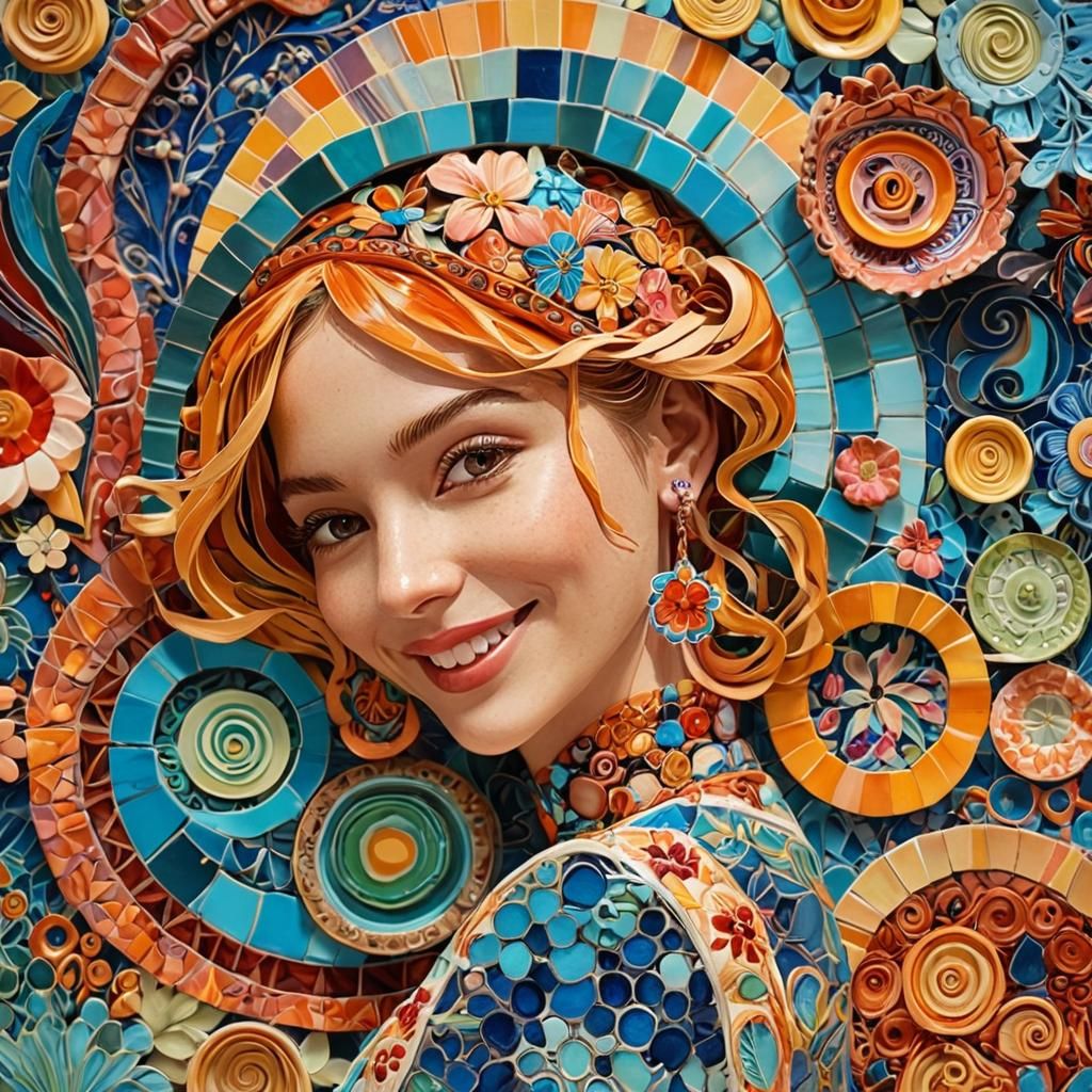 Woman in Vibrant Embroidered Clothing with Floral Headpiece