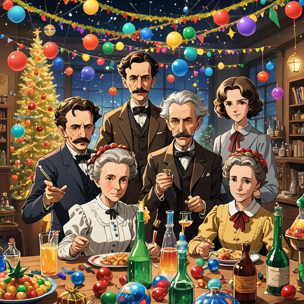 Anime Scientists Celebrate Christmas in Vibrant Mexico Setti...