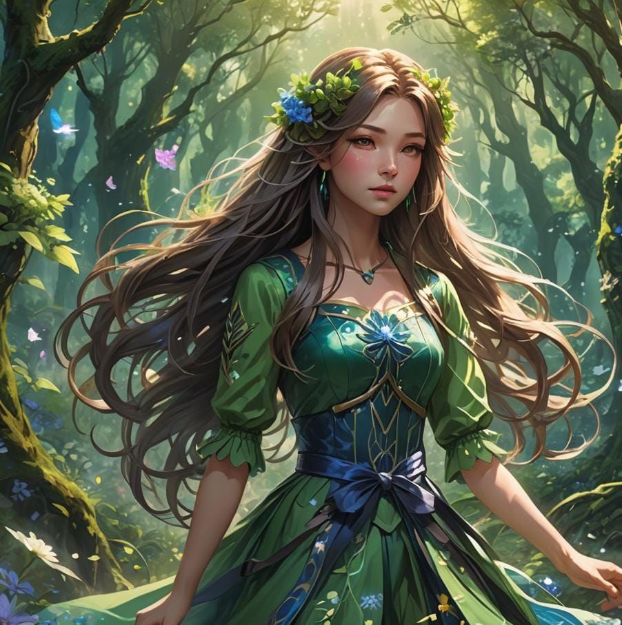 Magical Girl with Nature Powers in 3D Anime Art