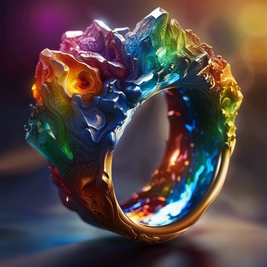Intricately Detailed Elemental Ring Concept Art