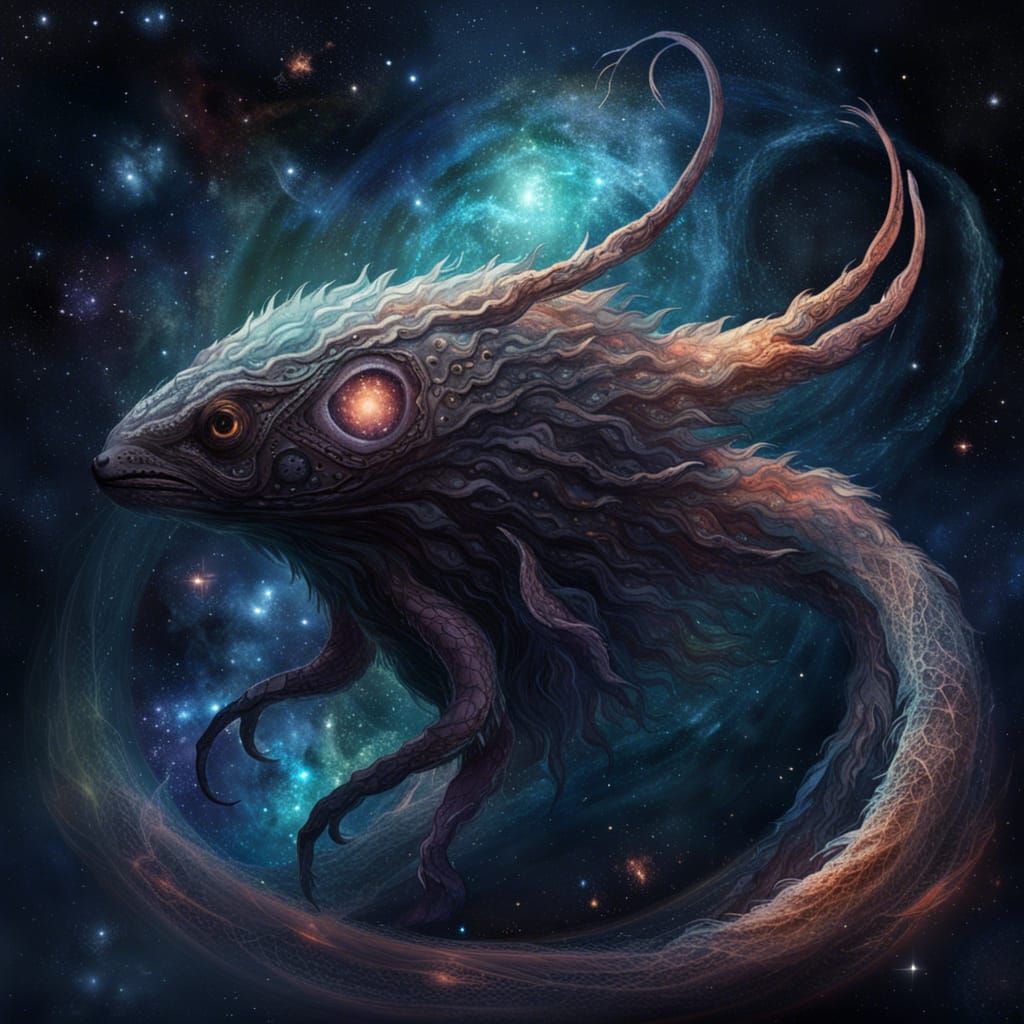 Celestial Creature in Deep Space Illustration