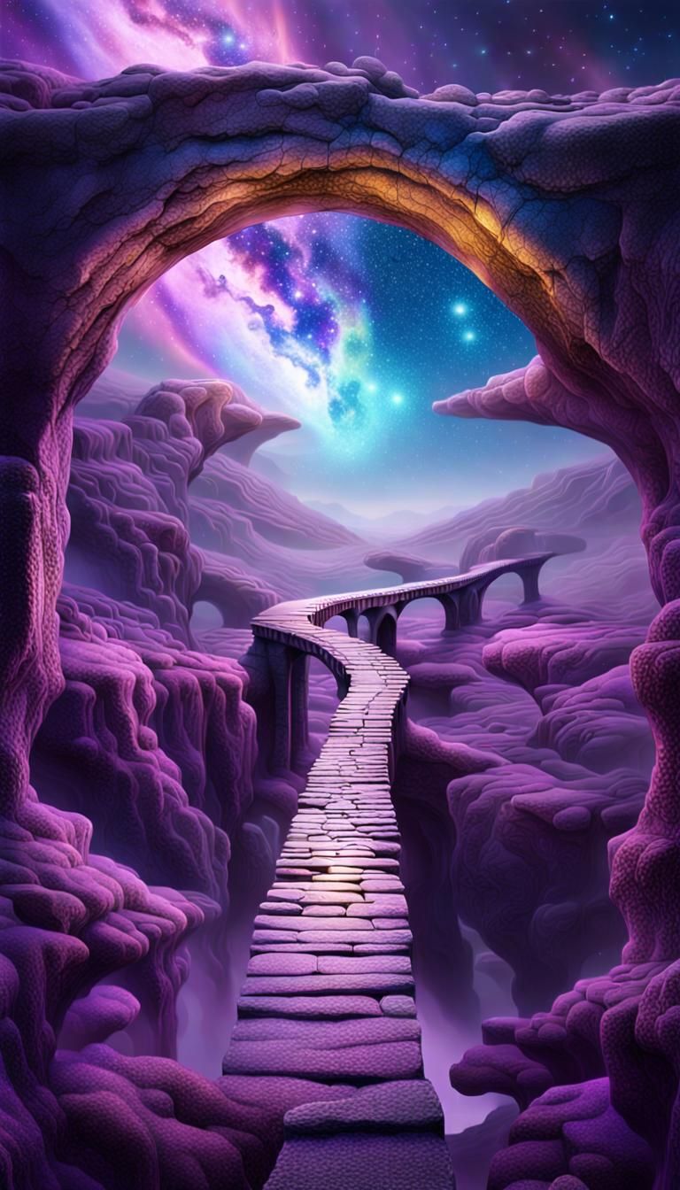 Surreal Interdimensional Bridge in Dreamy Landscape