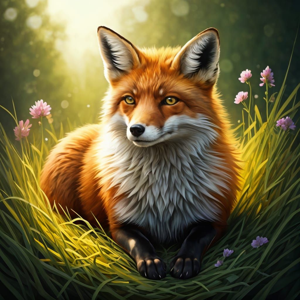 Relaxed Fox Image Generated by AI