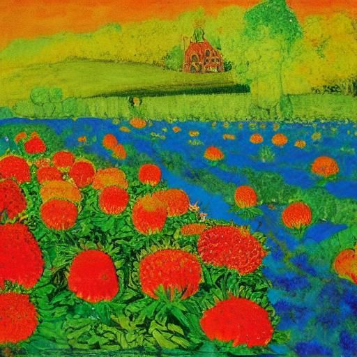 Fluorescent Hedgehog in Strawberry Field: Expressionist Colo...