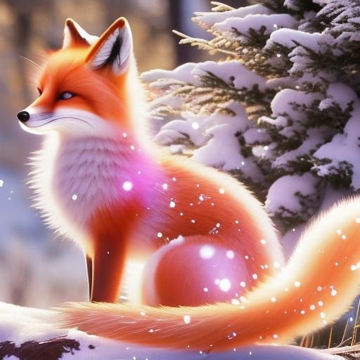 Monochrome Snowflake Fox in Fairycore Concept Art