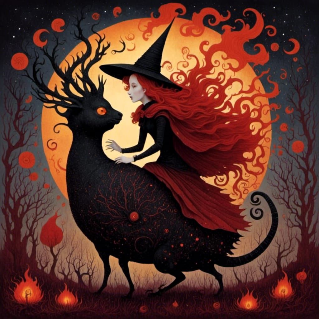 Enchanting Dark Scene with a Witching Hour Vibe