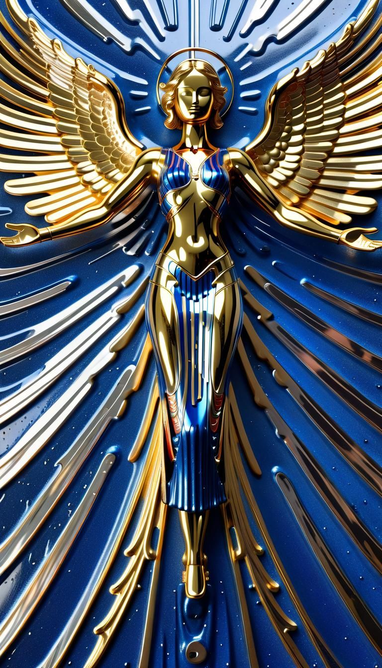Chrome Angel with Metal Flake Paint Job