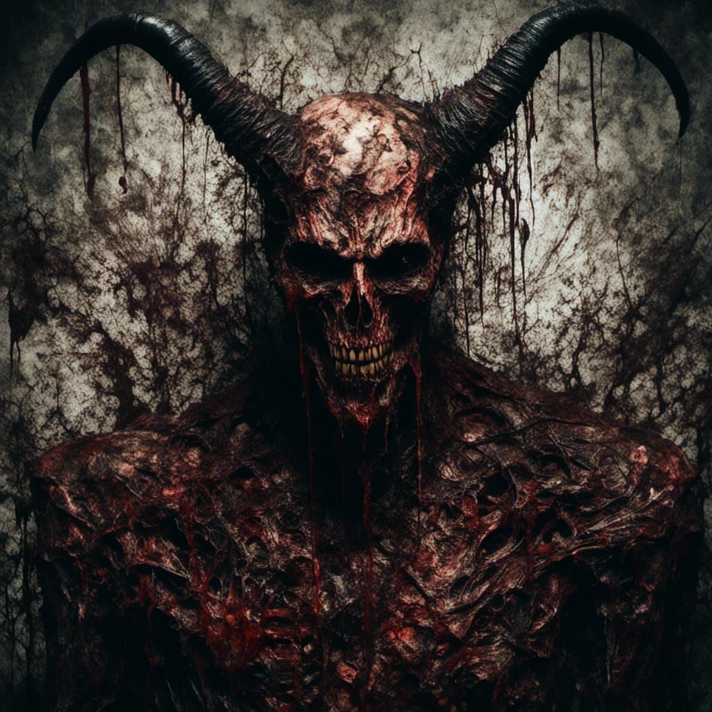 Diabolical Macabre Figure in Hellish Horror Scene