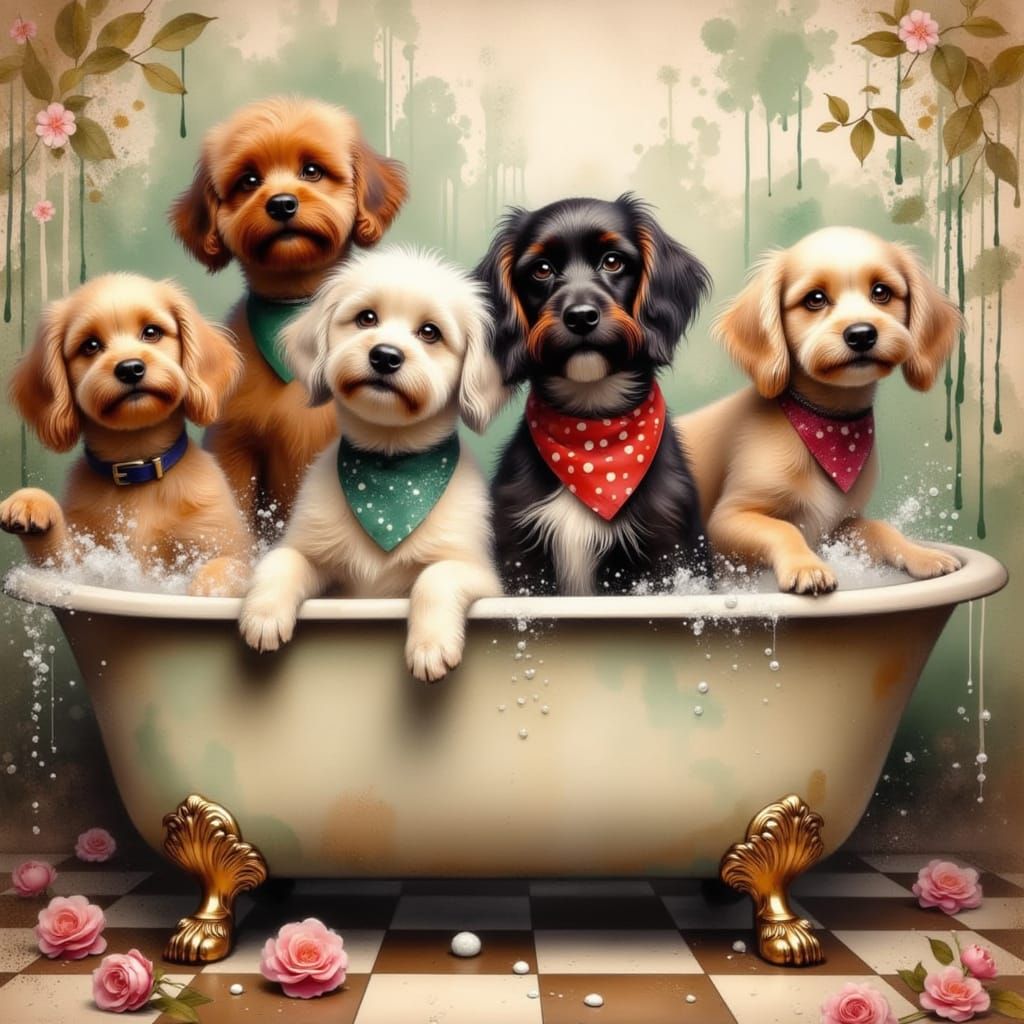Six fairy puppies
