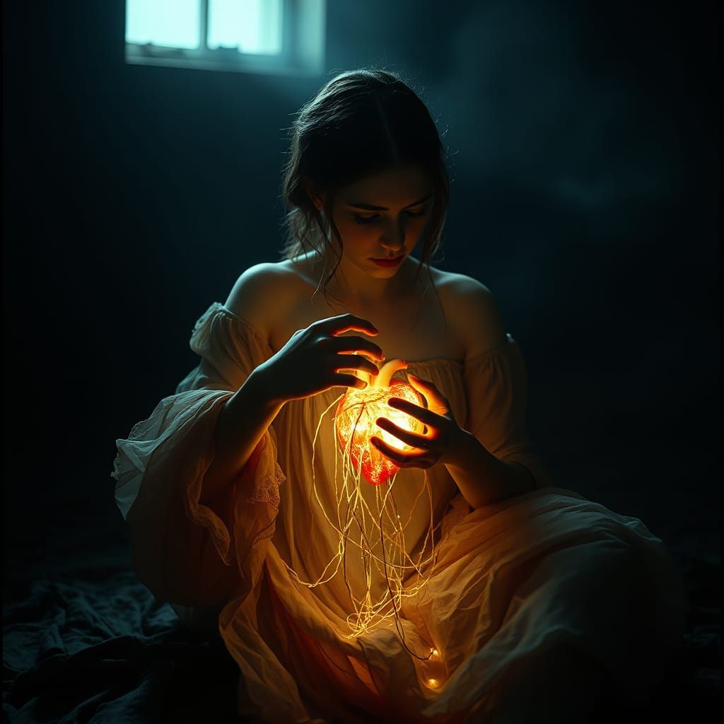 Heartbreak: Woman Unraveling Soul in Melancholy Scene