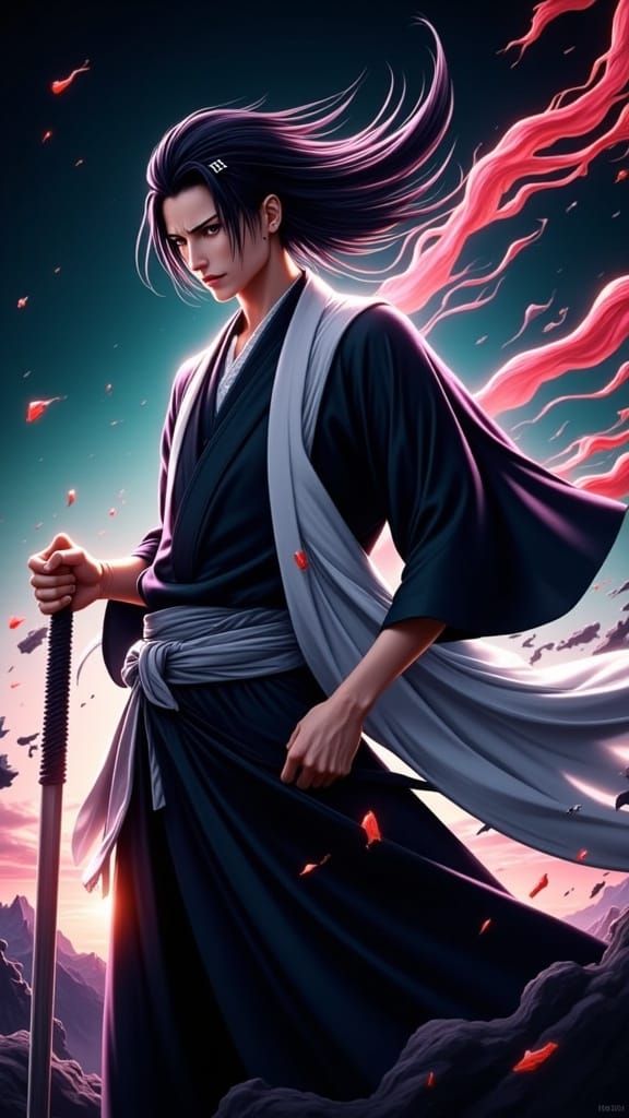 Hyperrealistic Portrait of Byakuya Kuchiki in Concept Art