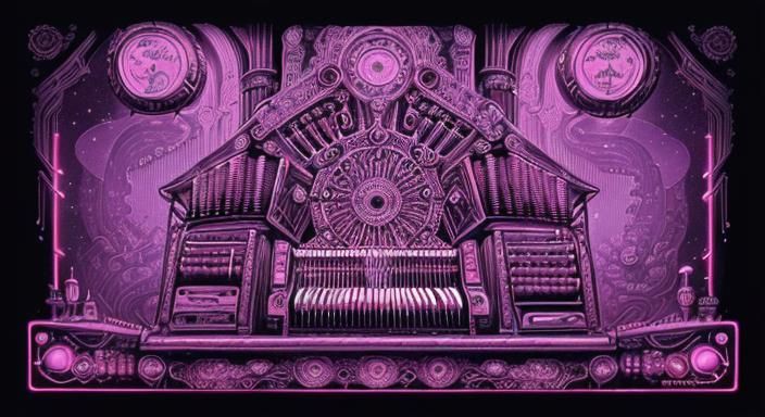 Steampunk Pipe Organ Synthesizer in Synthwave Neon Style