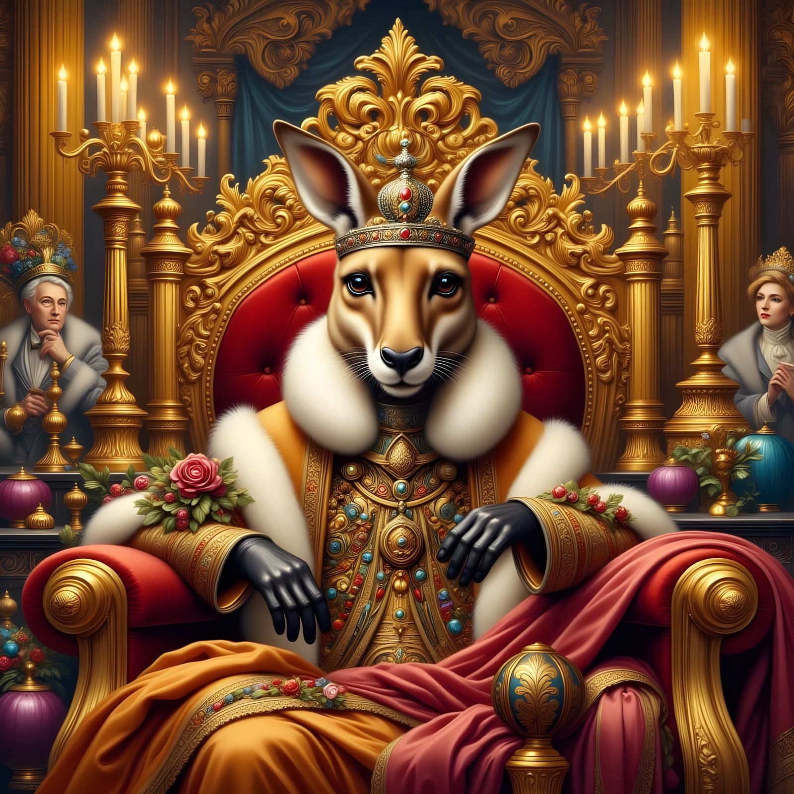 19th Century Kangaroo Queen in British Royal Regalia