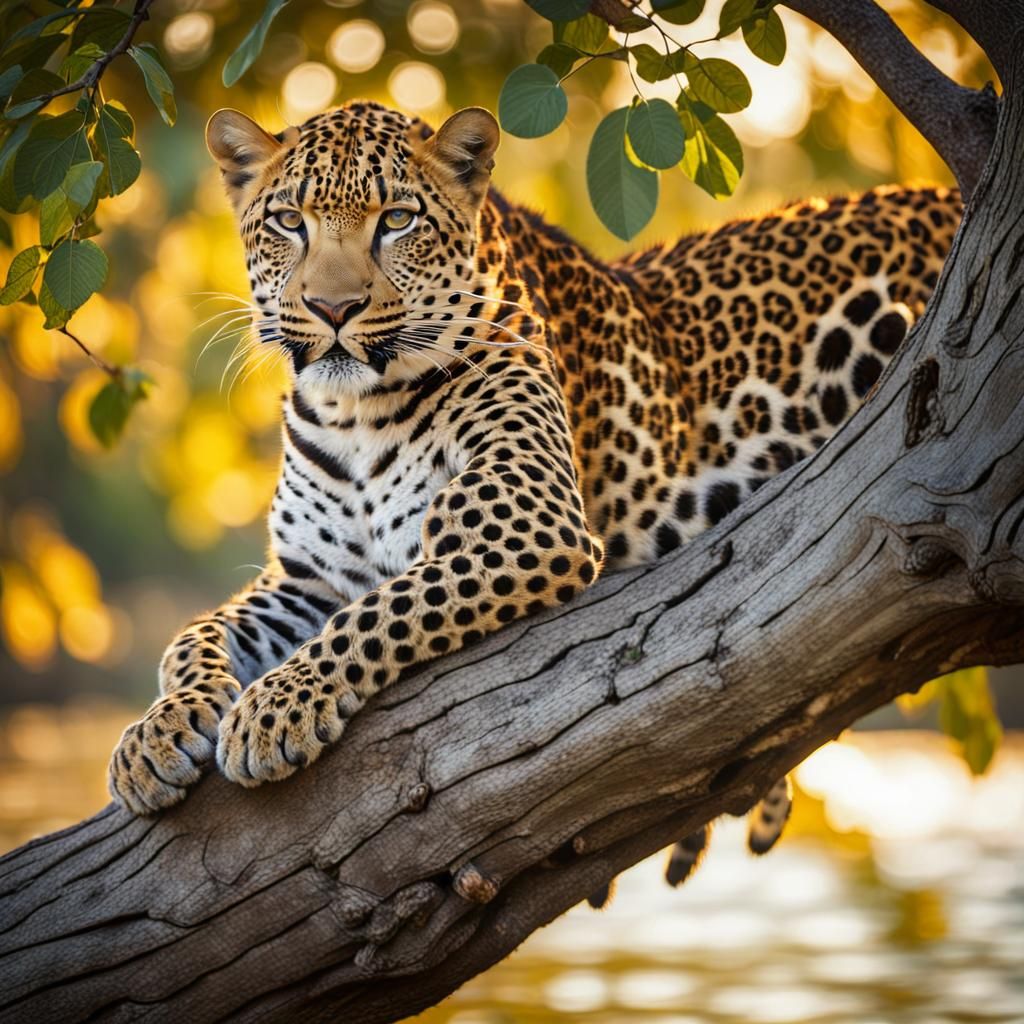 Leopard Lounging in Sunlight: Wildlife Photography